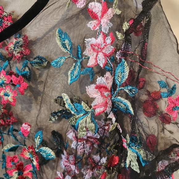 NWOT ✅️ Ruffle Cuff Embroidery Sheer Top - Picture 6 of 9